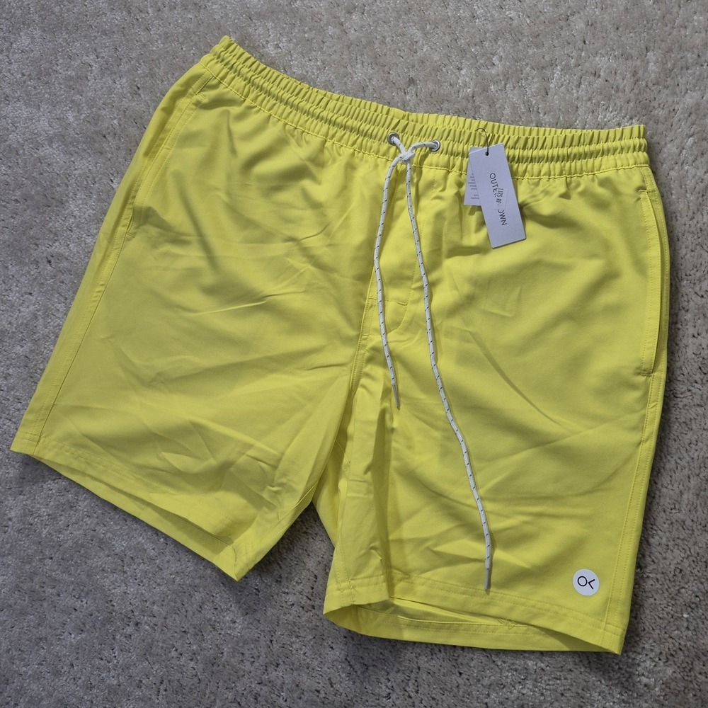 Outerknown Nomadic Volley Shorts Mens Large Yellow Athletic Swim Outdoor Surf